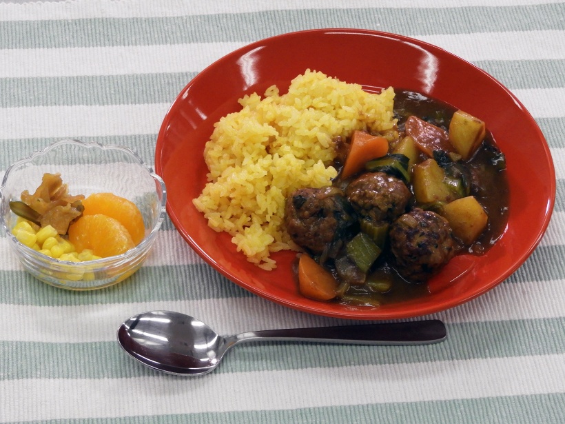 みかんご飯の小松菜カレー
